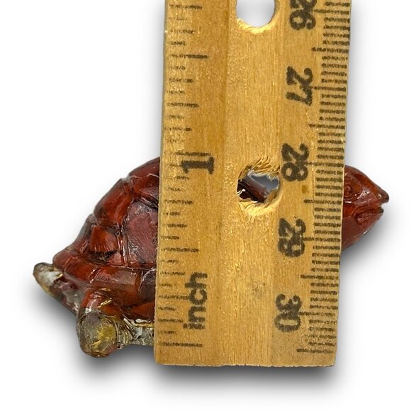 Resin Turtle Inlaid Red Jasper 1" Figurine Clear Root Chakra Balance Power - Picture 8 of 8